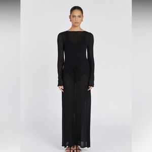Dissh Bree black sleeved tie front maxi dress